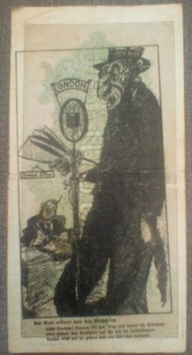 A man in old-fashioned attire holding a book and standing beside a road sign.