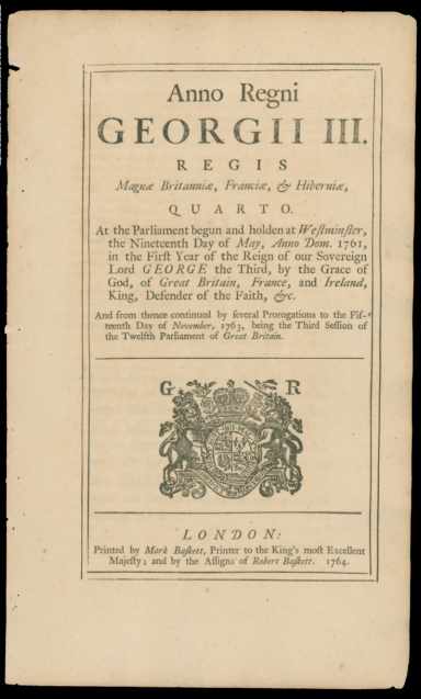 Text from a historical document referencing King George III, dated in the 18th century.