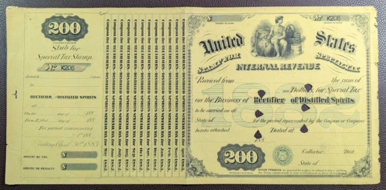 Old stock certificate featuring decorative border and text, with multiple signatures and seals.