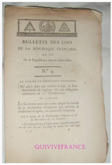 Old document cover featuring symbols and text in French, likely about French sovereignty.