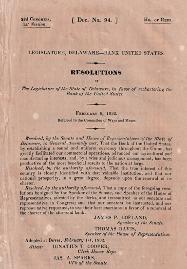 Document titled "RESOLUTIONS" discussing legislative matters in the United States.