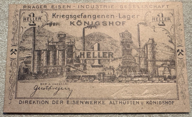 Drawing of a historic industrial site with large structures and machinery, labelled "KONIGSHOF".