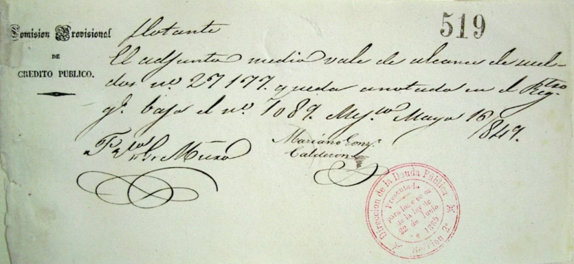 A handwritten document dated 1890 with official signatures and a red seal.